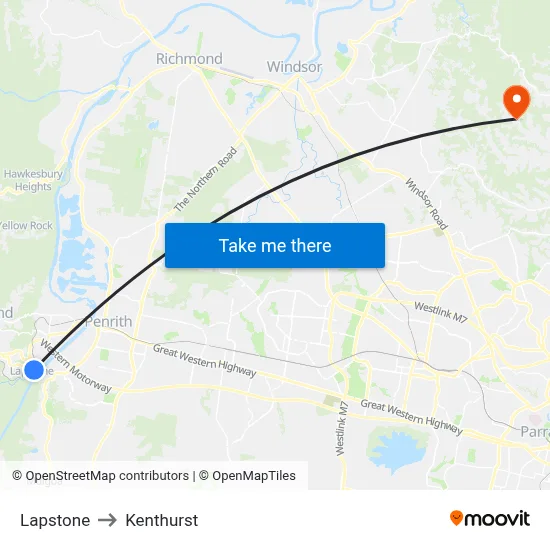 Lapstone to Kenthurst map