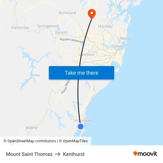 Mount Saint Thomas to Kenthurst map