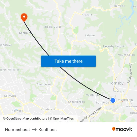 Normanhurst to Kenthurst map