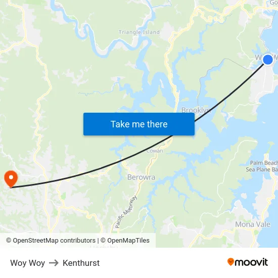 Woy Woy to Kenthurst map