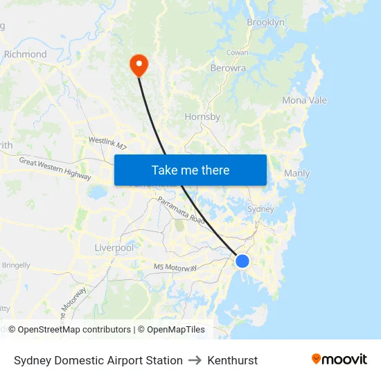 Sydney Domestic Airport Station to Kenthurst map