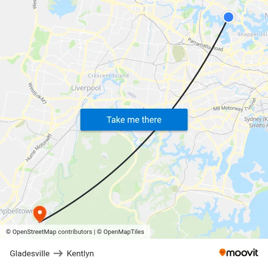 Gladesville to Kentlyn map