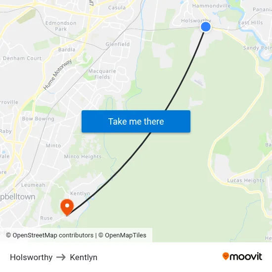 Holsworthy to Kentlyn map