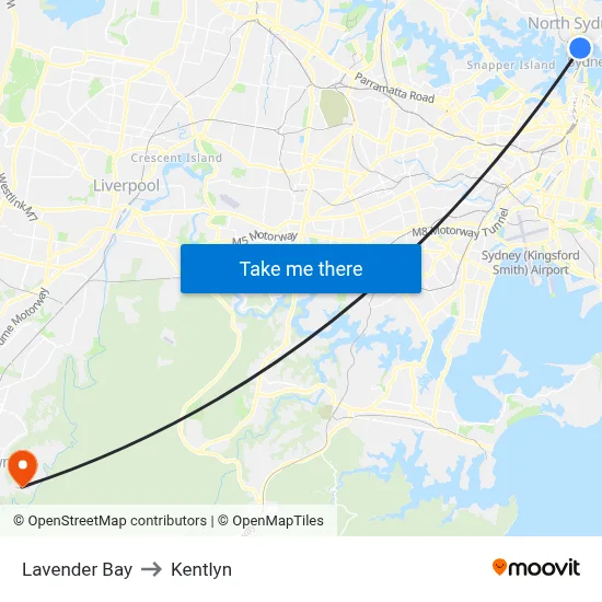 Lavender Bay to Kentlyn map
