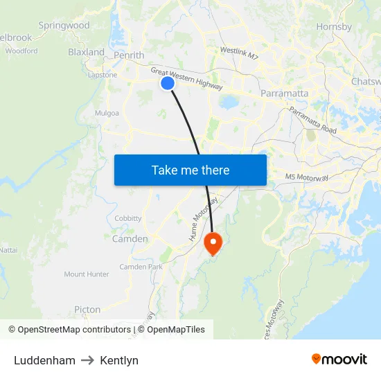 Luddenham to Kentlyn map