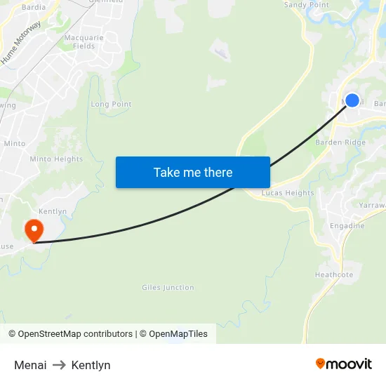 Menai to Kentlyn map