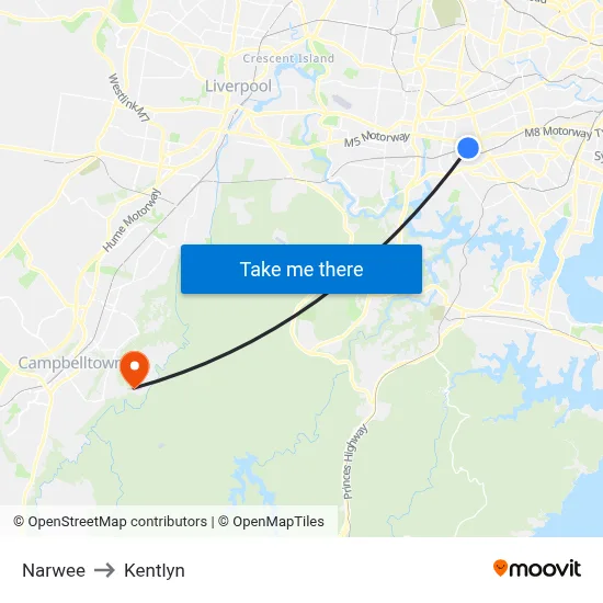Narwee to Kentlyn map