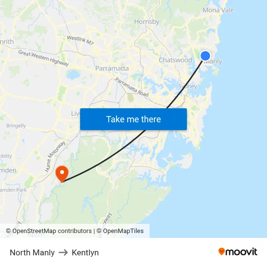 North Manly to Kentlyn map