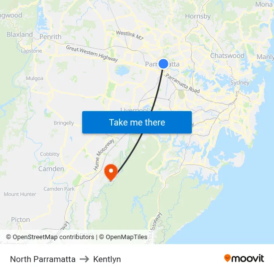 North Parramatta to Kentlyn map