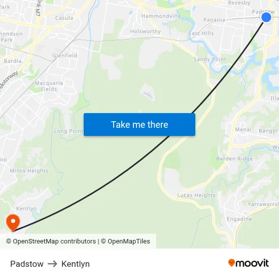 Padstow to Kentlyn map