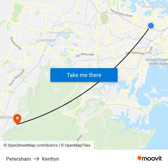 Petersham to Kentlyn map