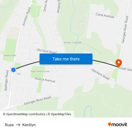 Ruse to Kentlyn map