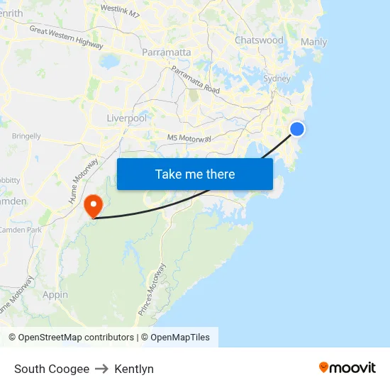 South Coogee to Kentlyn map