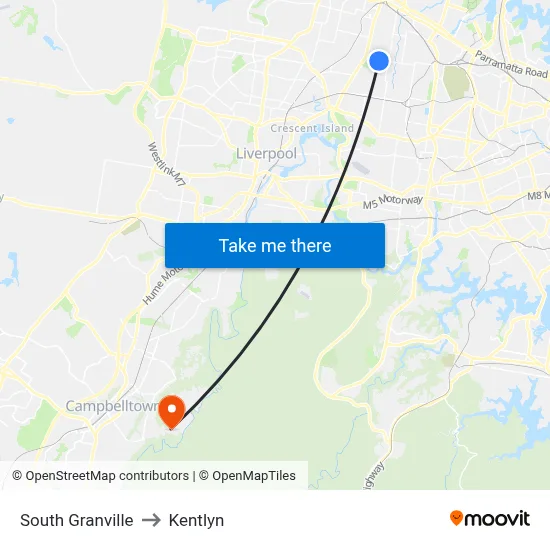 South Granville to Kentlyn map