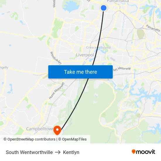 South Wentworthville to Kentlyn map