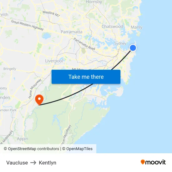 Vaucluse to Kentlyn map