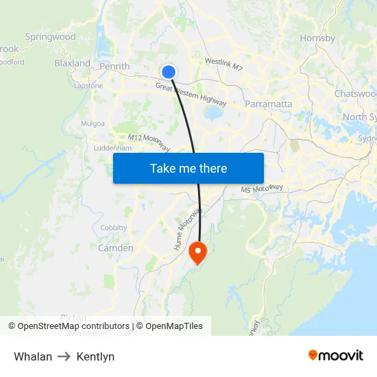 Whalan to Kentlyn map