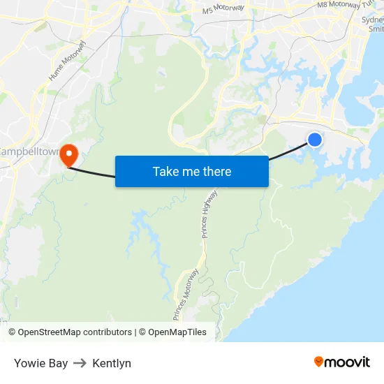 Yowie Bay to Kentlyn map