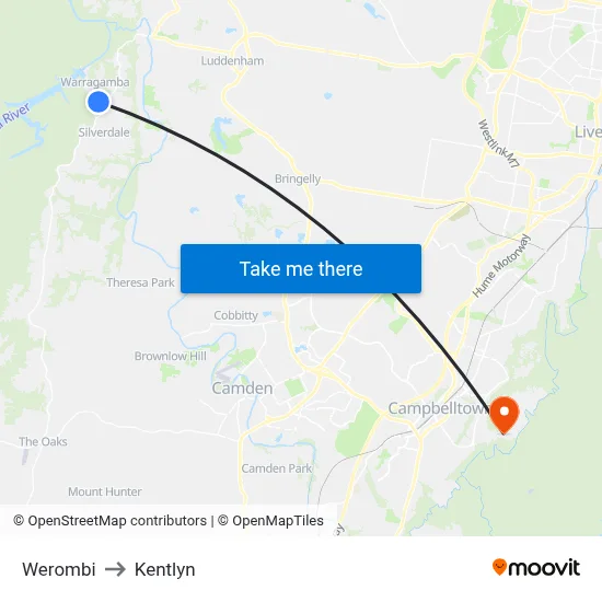 Werombi to Kentlyn map