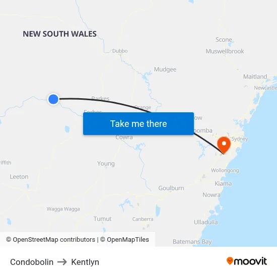 Condobolin to Kentlyn map