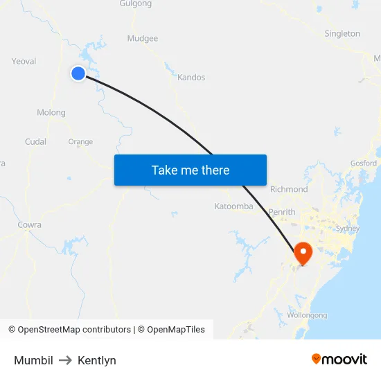 Mumbil to Kentlyn map