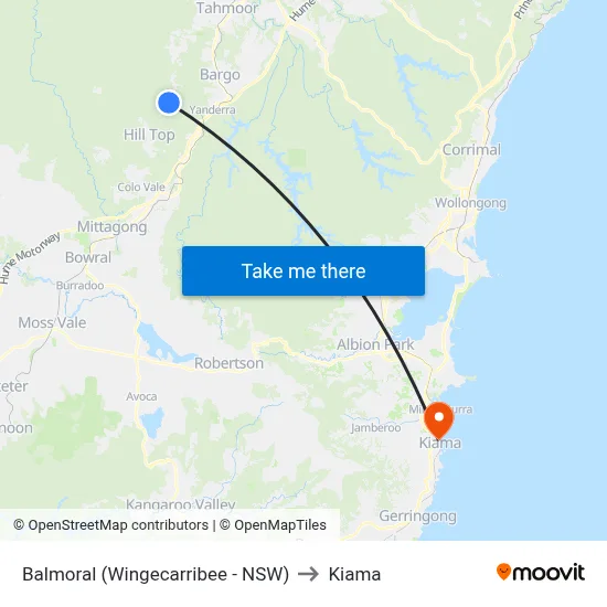 Balmoral (Wingecarribee - NSW) to Kiama map