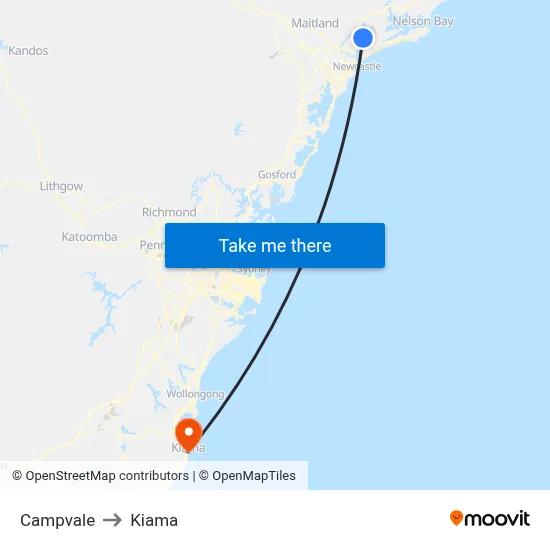 Campvale to Kiama map