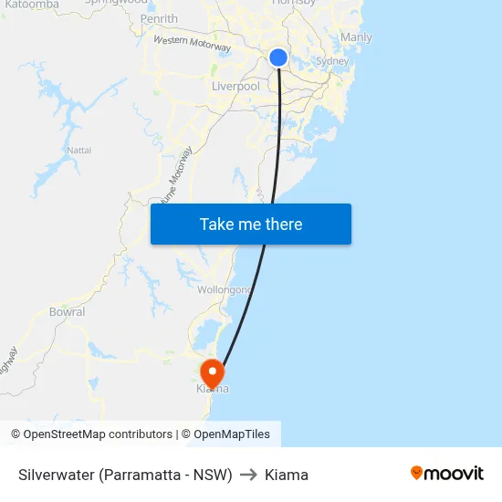 Silverwater (Parramatta - NSW) to Kiama map