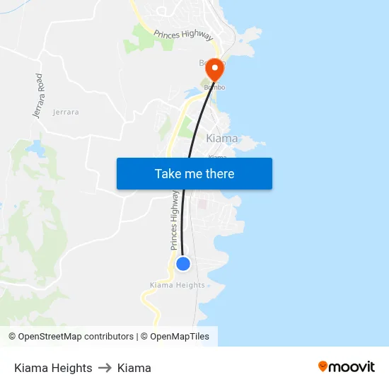 Kiama Heights to Kiama map