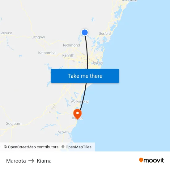 Maroota to Kiama map