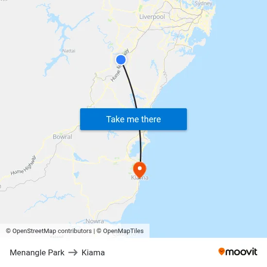 Menangle Park to Kiama map