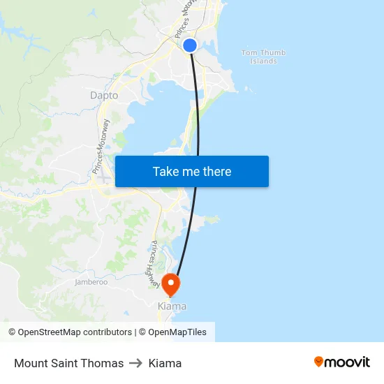 Mount Saint Thomas to Kiama map