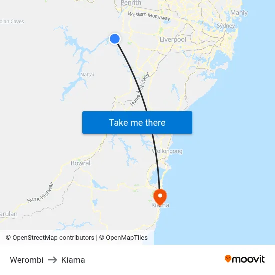 Werombi to Kiama map