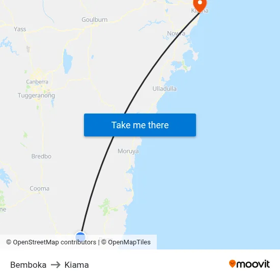 Bemboka to Kiama map