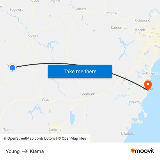 Young to Kiama map