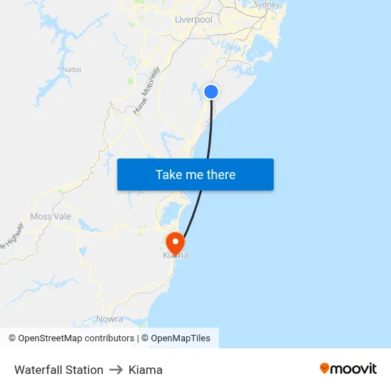 Waterfall Station to Kiama map