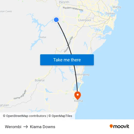 Werombi to Kiama Downs map