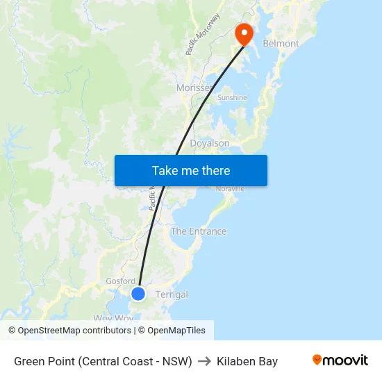 Green Point (Central Coast - NSW) to Kilaben Bay map