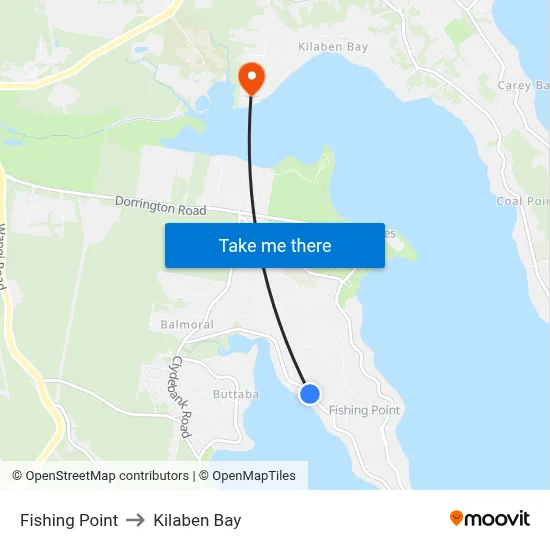 Fishing Point to Kilaben Bay map