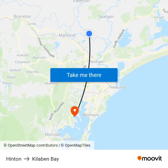 Hinton to Kilaben Bay map