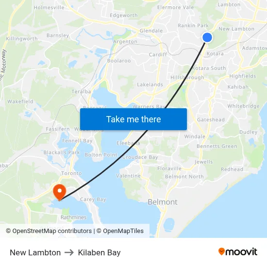 New Lambton to Kilaben Bay map
