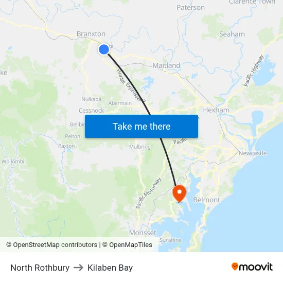 North Rothbury to Kilaben Bay map