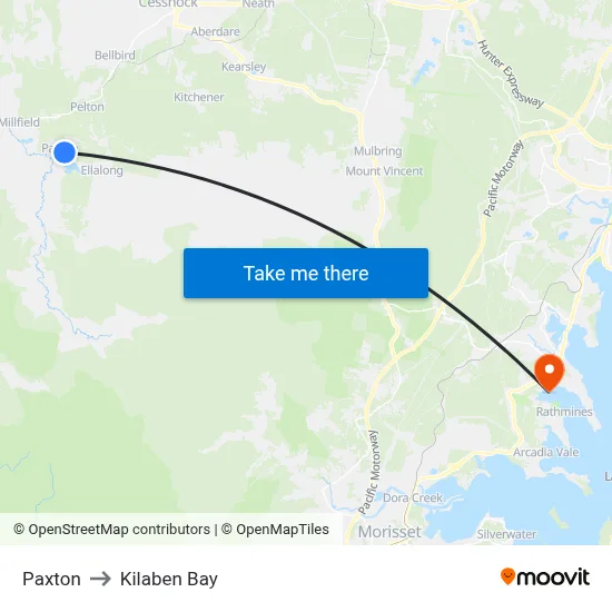 Paxton to Kilaben Bay map