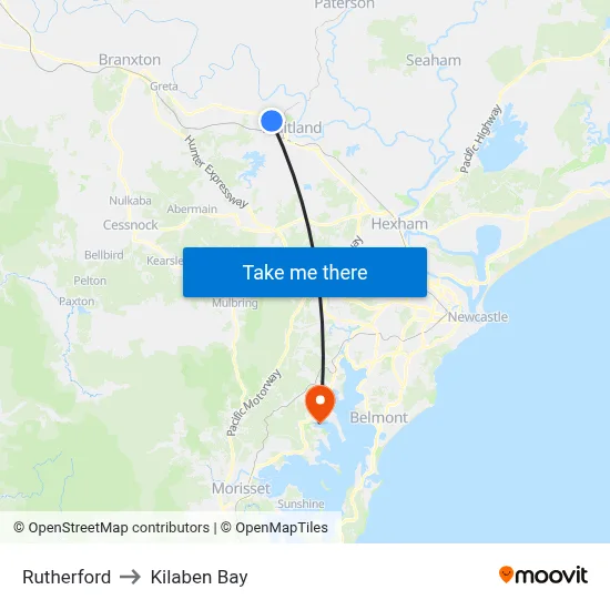 Rutherford to Kilaben Bay map