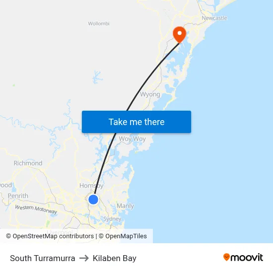 South Turramurra to Kilaben Bay map