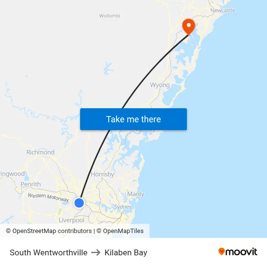 South Wentworthville to Kilaben Bay map