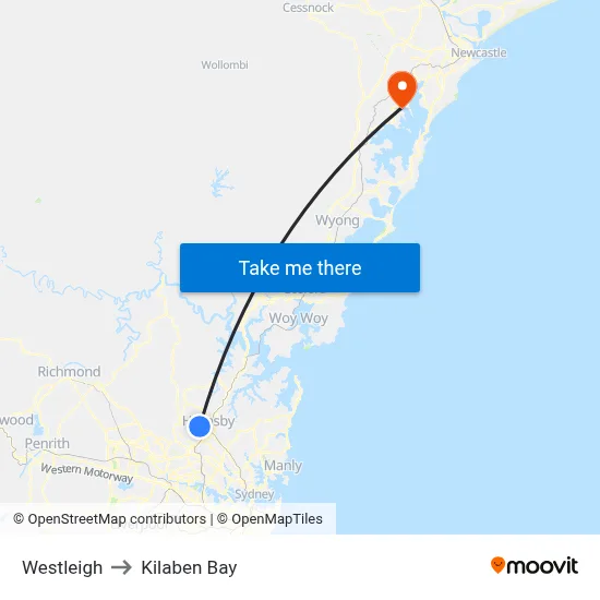 Westleigh to Kilaben Bay map