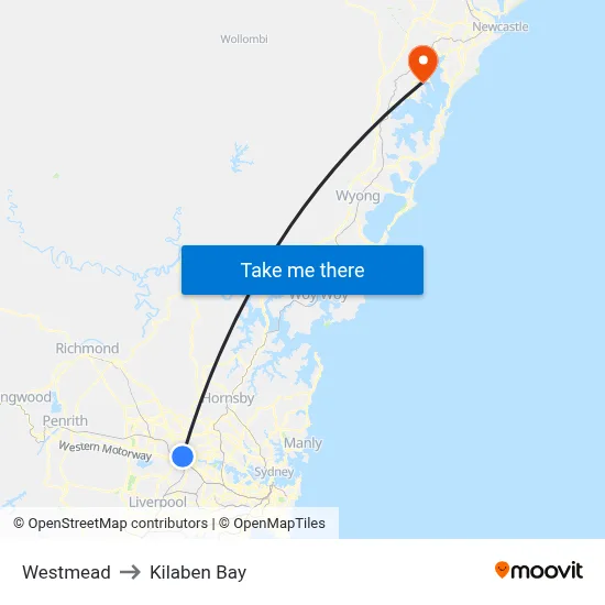 Westmead to Kilaben Bay map