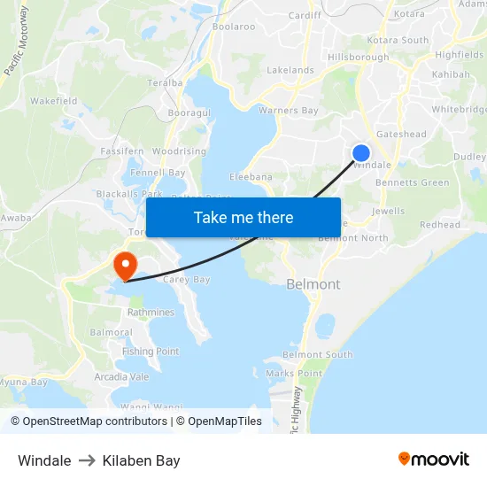 Windale to Kilaben Bay map