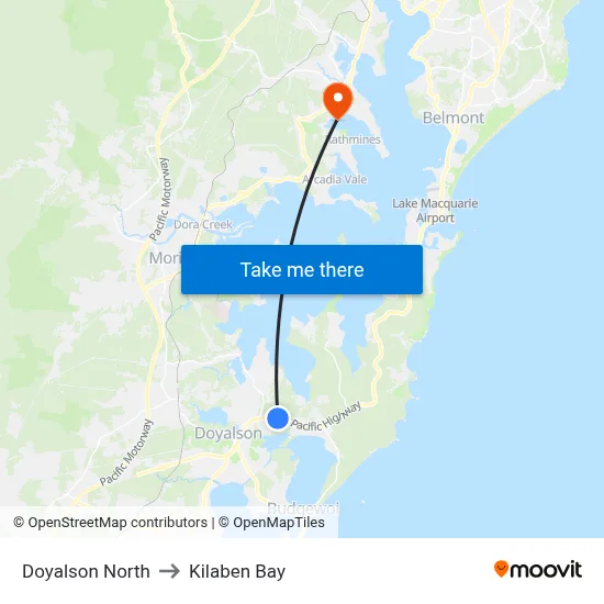 Doyalson North to Kilaben Bay map